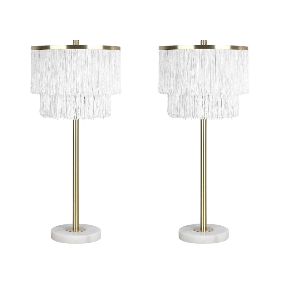 Classy Living Tassel Elegance 1Lt Table Lamp/Set of 2, Gold/White