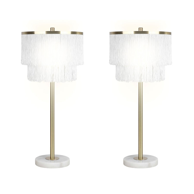 Classy Living Tassel Elegance 1Lt Table Lamp/Set of 2, Gold/White