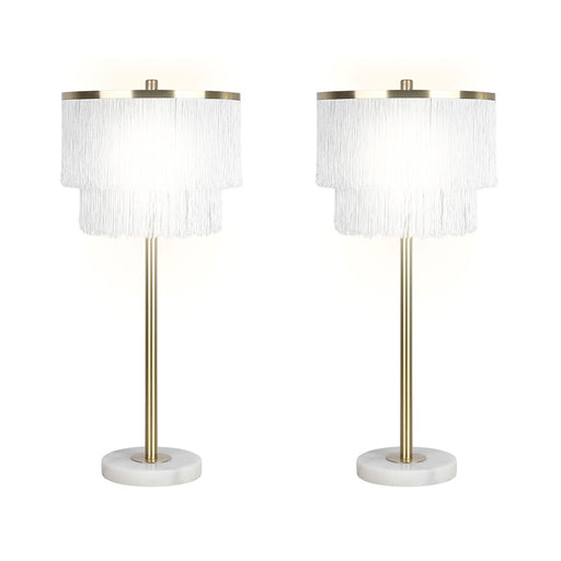 Classy Living Tassel Elegance 1Lt Table Lamp/Set of 2, Gold/White