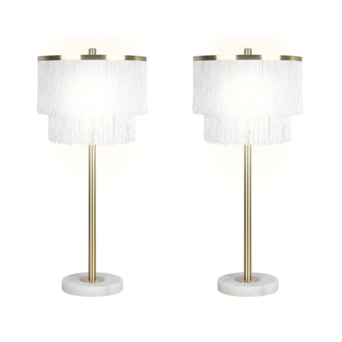 Classy Living Tassel Elegance 1Lt Table Lamp/Set of 2, Gold/White