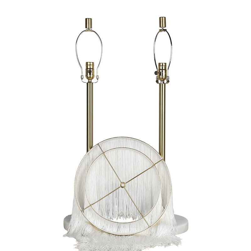 Classy Living Tassel Elegance 1Lt Table Lamp/Set of 2, Gold/White