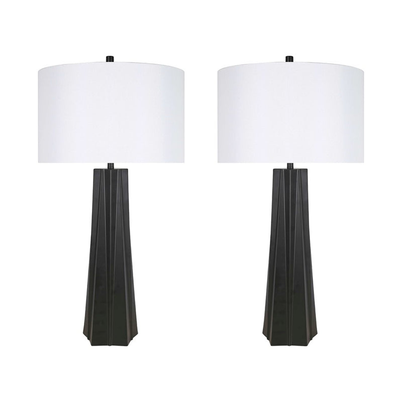Classy Living Obsidian Glo 1Lt Table Lamp/Set of 2, Black/White