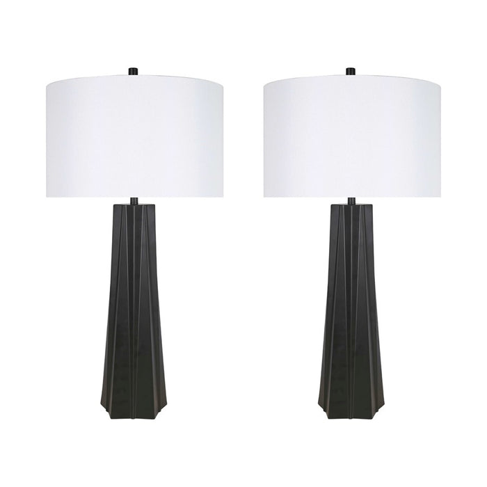 Classy Living Obsidian Glo 1Lt Table Lamp/Set of 2, Black/White