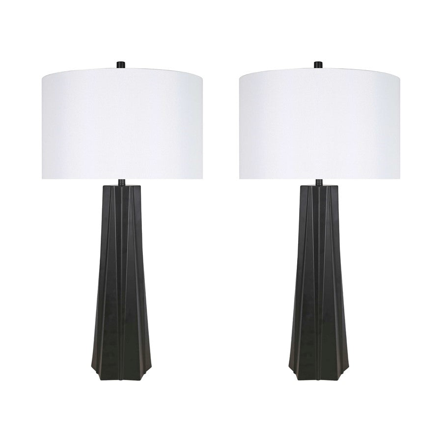 Classy Living Obsidian Glo 1Lt Table Lamp/Set of 2, Black/White