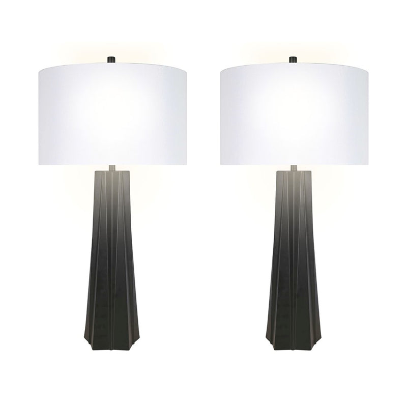 Classy Living Obsidian Glo 1Lt Table Lamp/Set of 2, Black/White