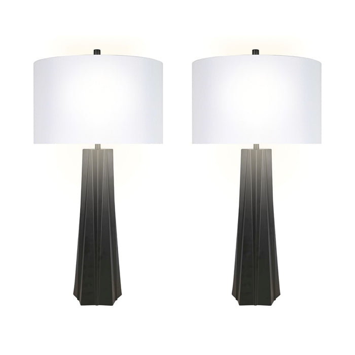 Classy Living Obsidian Glo 1Lt Table Lamp/Set of 2, Black/White