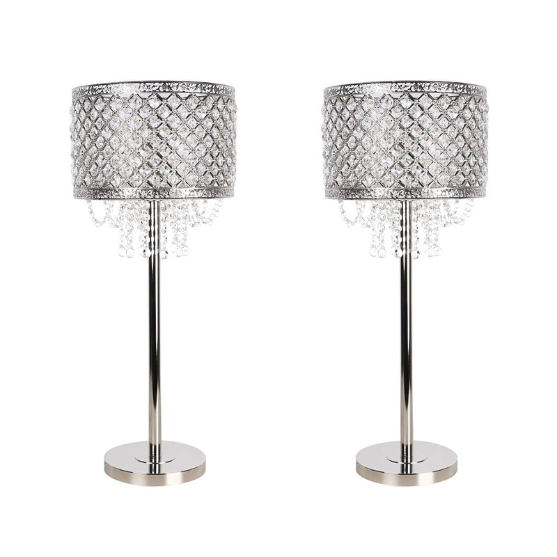 Classy Living Crystal Elegance 1Lt Table Lamp/Set of 2, Nickel/Clear