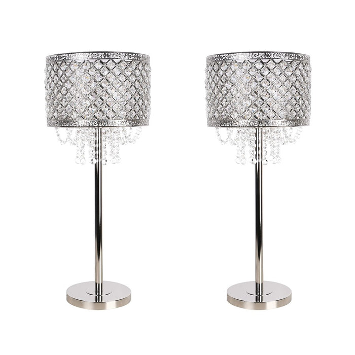 Classy Living Crystal Elegance 1Lt Table Lamp/Set of 2, Nickel/Clear