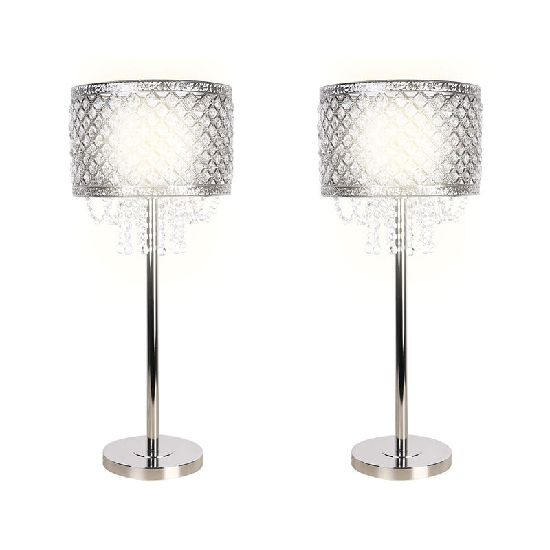 Classy Living Crystal Elegance 1Lt Table Lamp/Set of 2, Nickel/Clear