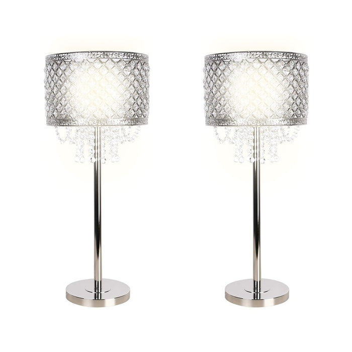 Classy Living Crystal Elegance 1Lt Table Lamp/Set of 2, Nickel/Clear