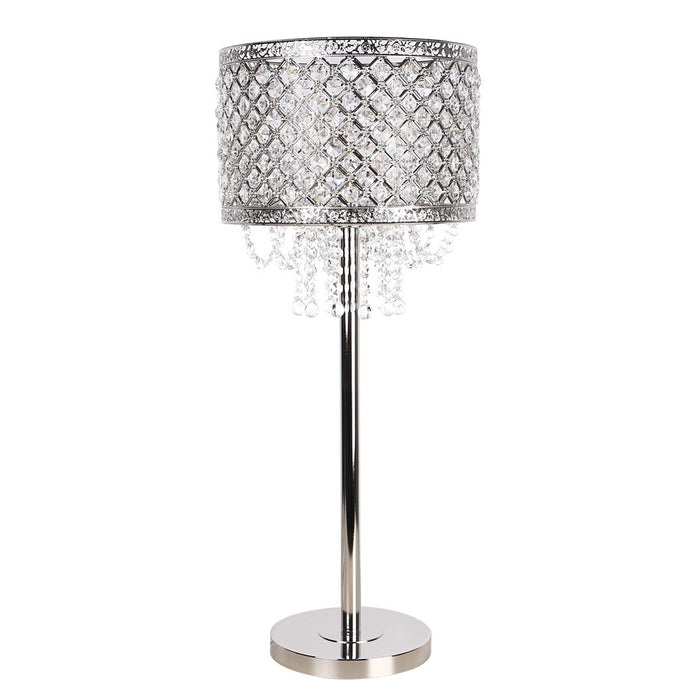 Classy Living Crystal Elegance 1Lt Table Lamp/Set of 2, Nickel/Clear