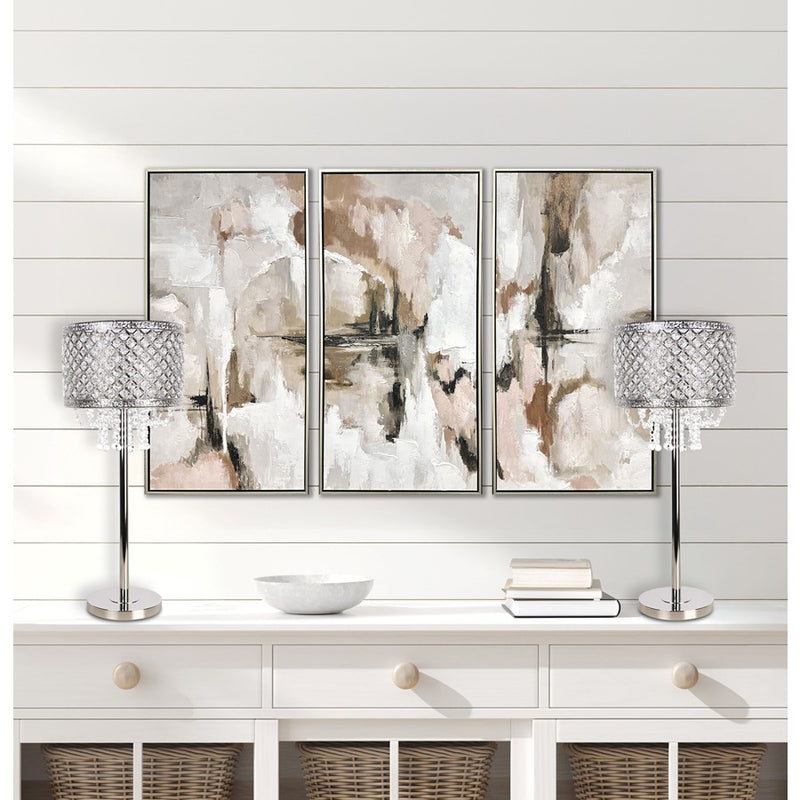 Classy Living Crystal Elegance 1Lt Table Lamp/Set of 2, Nickel/Clear