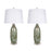 Classy Living Verdant Glow 1Lt Table Lamp/Set of 2, Green/White