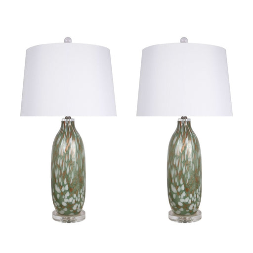 Classy Living Verdant Glow 1Lt Table Lamp/Set of 2, Green/White