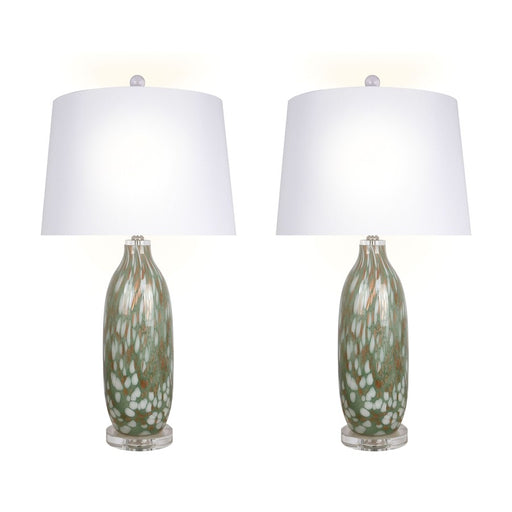 Classy Living Verdant Glow 1Lt Table Lamp/Set of 2, Green/White