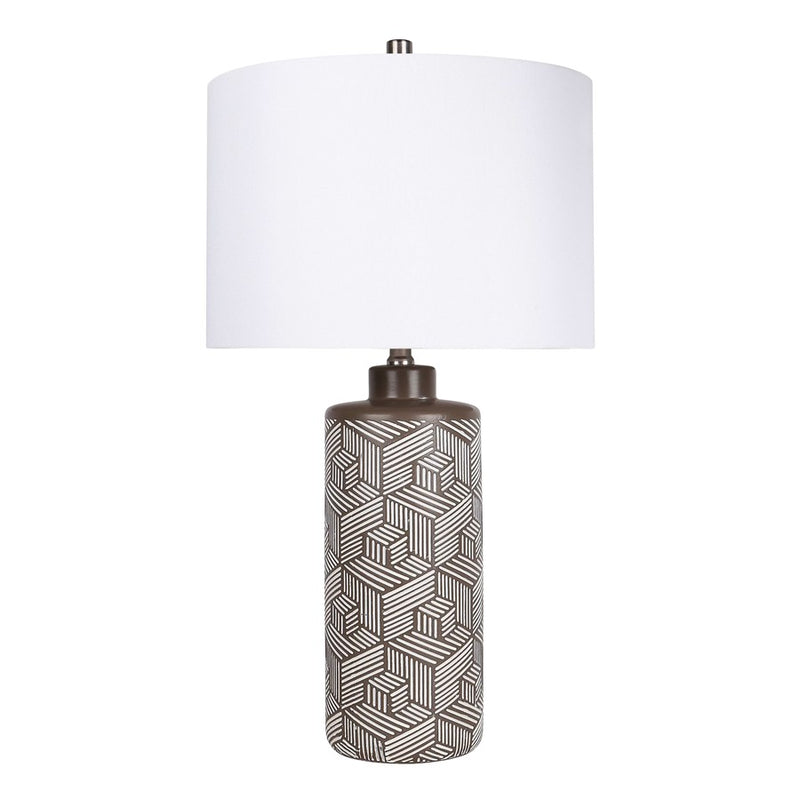 Classy Living Geometric Harmony 1Lt Table Lamp/Set of 2, Brown, White
