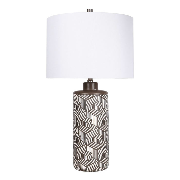 Classy Living Geometric Harmony 1Lt Table Lamp/Set of 2, Brown, White