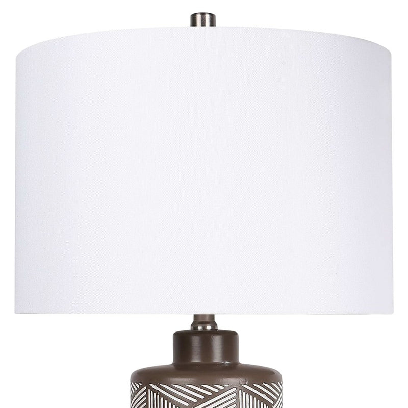 Classy Living Geometric Harmony 1Lt Table Lamp/Set of 2, Brown, White