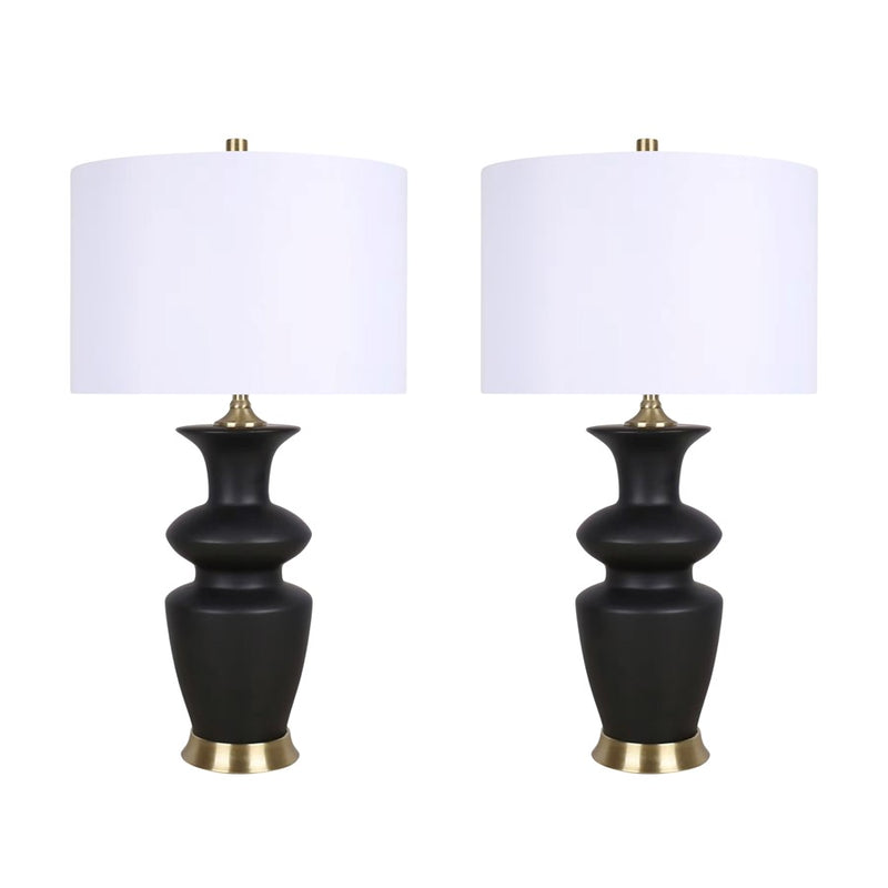 Classy Living Elegance Radiance 1Lt Table Lamp/Set of 2, Black/White