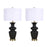 Classy Living Elegance Radiance 1Lt Table Lamp/Set of 2, Black/White