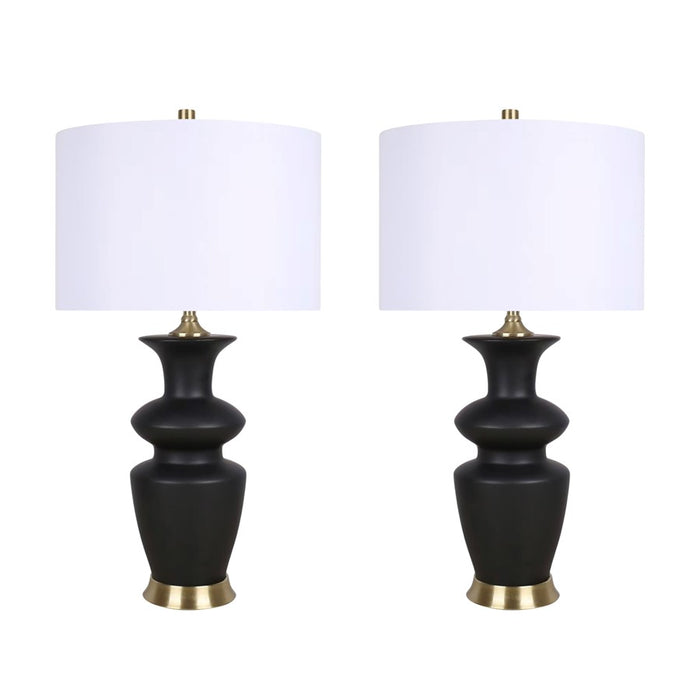 Classy Living Elegance Radiance 1Lt Table Lamp/Set of 2, Black/White