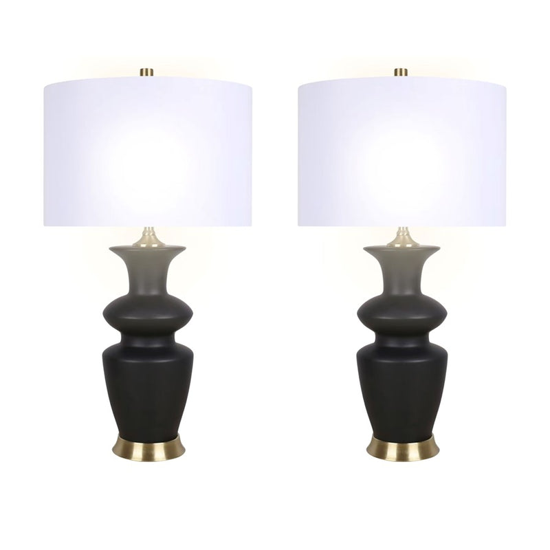 Classy Living Elegance Radiance 1Lt Table Lamp/Set of 2, Black/White