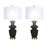 Classy Living Elegance Radiance 1Lt Table Lamp/Set of 2, Black/White