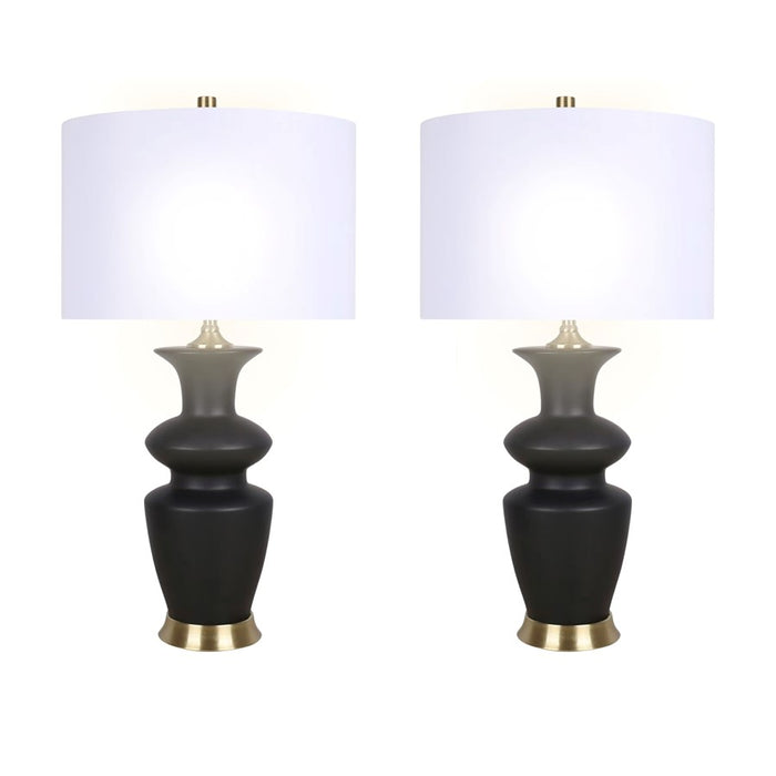 Classy Living Elegance Radiance 1Lt Table Lamp/Set of 2, Black/White