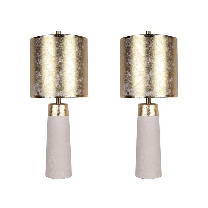 Classy Living Luxe Radiance 1Lt Table Lamp/Set of 2, White/Gld