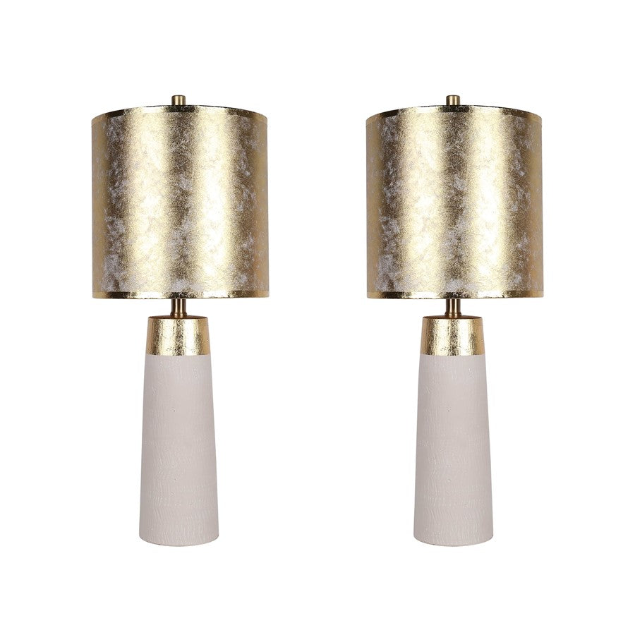 Classy Living Luxe Radiance 1Lt Table Lamp/Set of 2, White/Gld