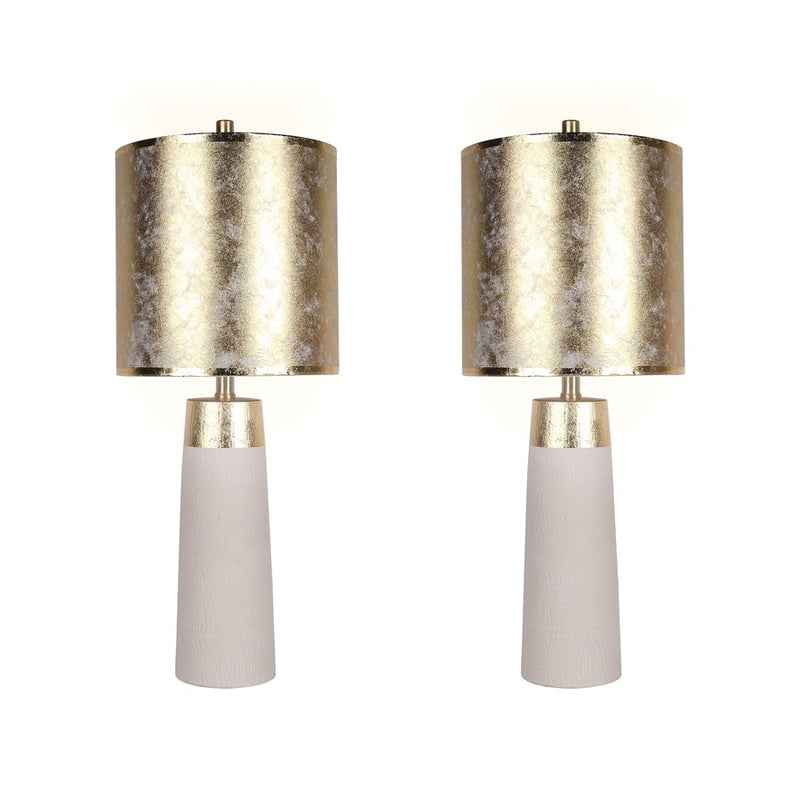 Classy Living Luxe Radiance 1Lt Table Lamp/Set of 2, White/Gld