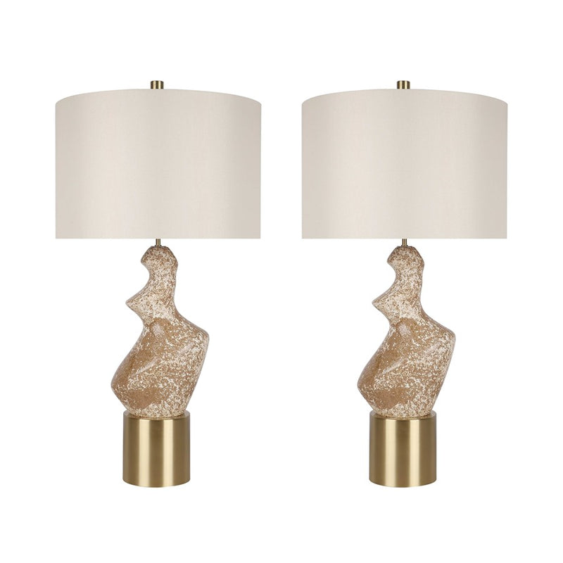 Classy Living Sculptural Serenity Table Lamp/Set of 2, Crm/Tan/White