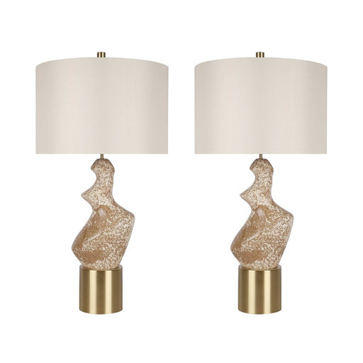 Classy Living Sculptural Serenity Table Lamp/Set of 2, Crm/Tan/White