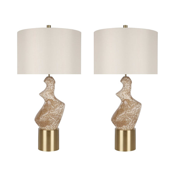 Classy Living Sculptural Serenity Table Lamp/Set of 2, Crm/Tan/White
