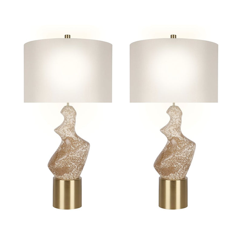 Classy Living Sculptural Serenity Table Lamp/Set of 2, Crm/Tan/White