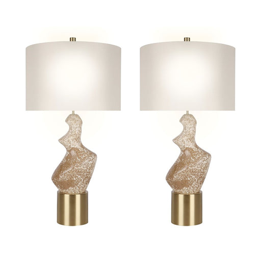 Classy Living Sculptural Serenity Table Lamp/Set of 2, Crm/Tan/White