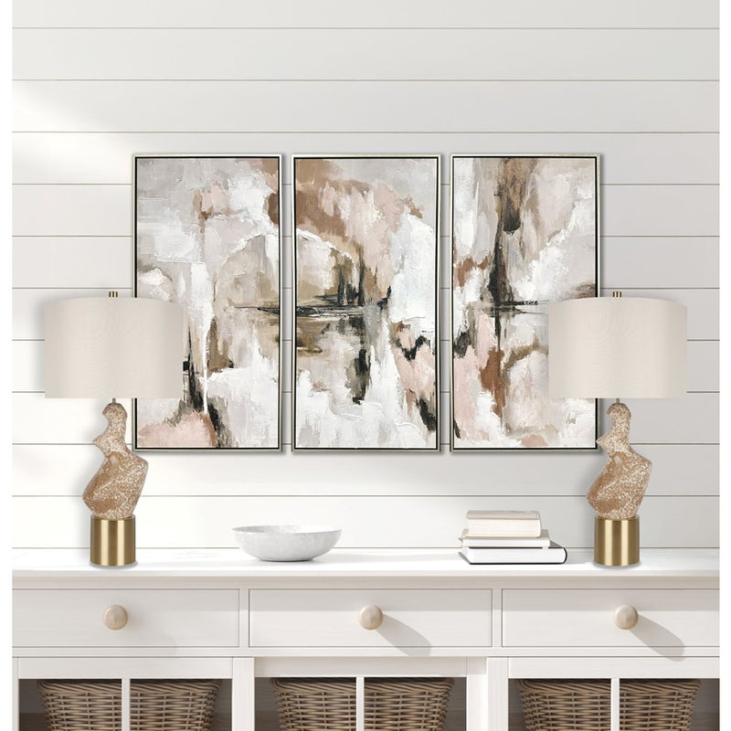 Classy Living Sculptural Serenity Table Lamp/Set of 2, Crm/Tan/White