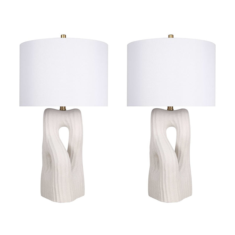 Classy Living Eclipse Harmony Ceramic 1Lt Table Lamp/Set of 2, White