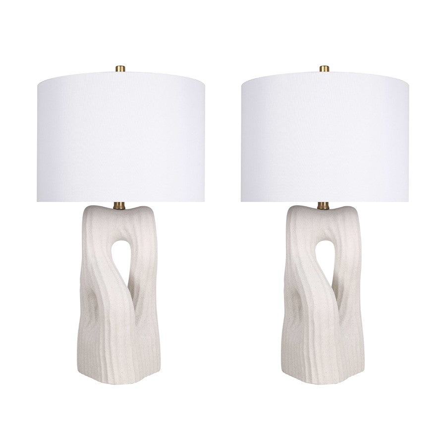 Classy Living Eclipse Harmony Ceramic 1Lt Table Lamp/Set of 2, White