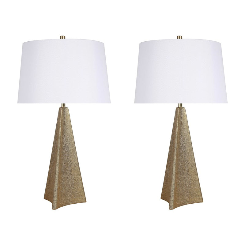 Classy Living Golden Apex Ceramic 1Lt Table Lamp/Set of 2, Gold/White