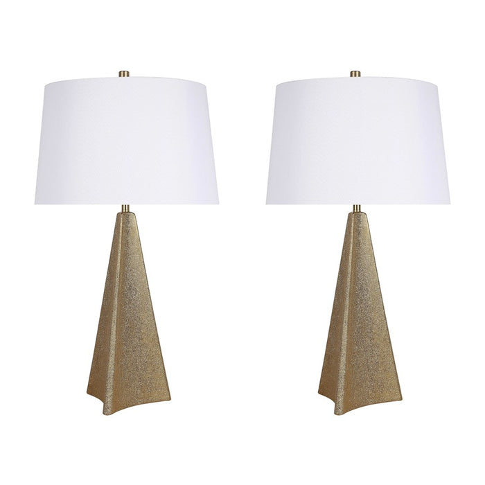 Classy Living Golden Apex Ceramic 1Lt Table Lamp/Set of 2, Gold/White