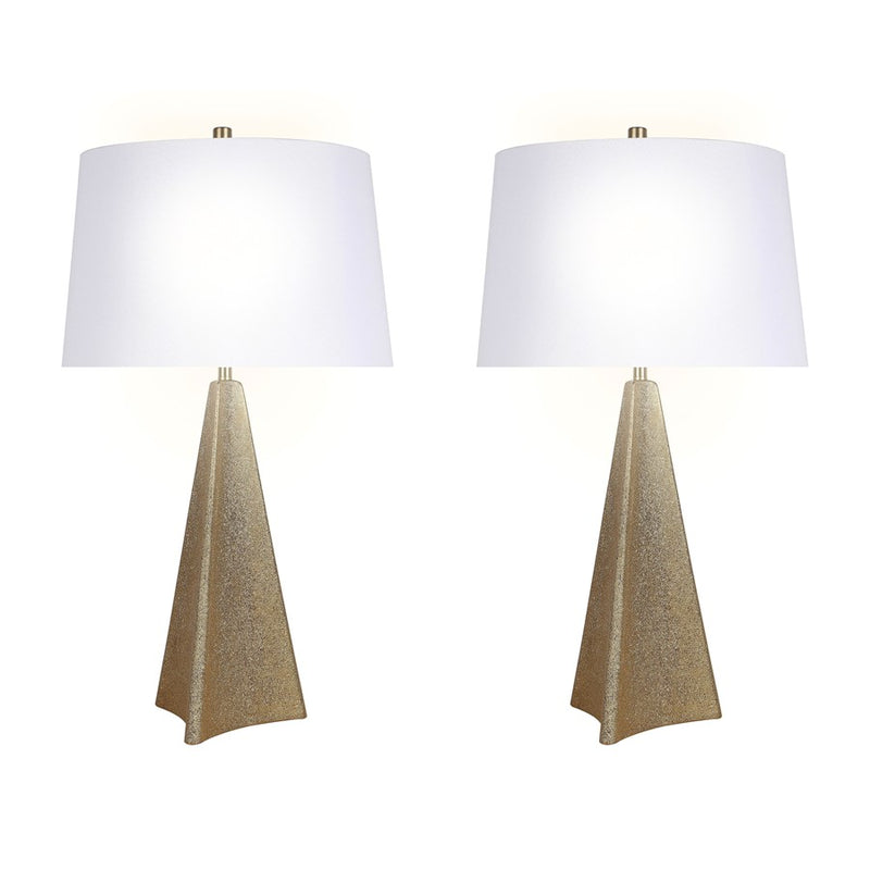 Classy Living Golden Apex Ceramic 1Lt Table Lamp/Set of 2, Gold/White