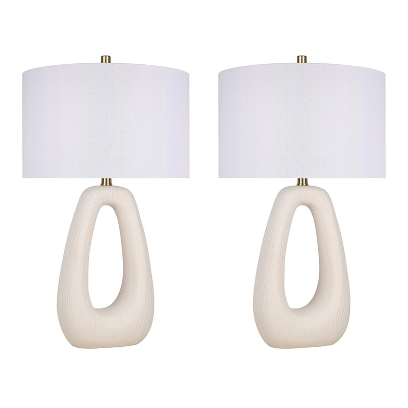 Classy Living Serenity Loop Ceramic 1Lt Table Lamp/Set of 2, White