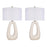 Classy Living Serenity Loop Ceramic 1Lt Table Lamp/Set of 2, White