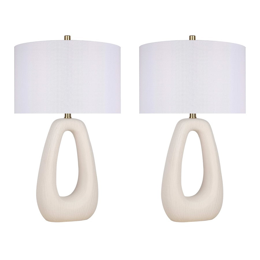 Classy Living Serenity Loop Ceramic 1Lt Table Lamp/Set of 2, White