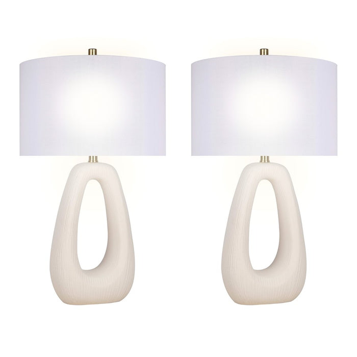 Classy Living Serenity Loop Ceramic 1Lt Table Lamp/Set of 2, White