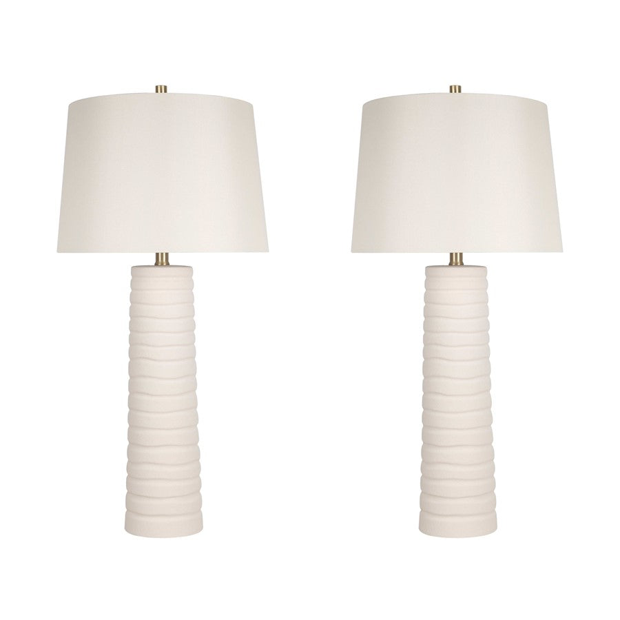 Classy Living Calming Flow 1Lt Table Lamp/Set of 2, White/Off White