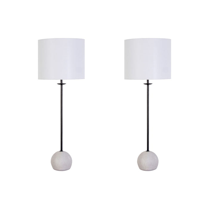 Classy Living Urban Sphere 1Lt Table Lamp/Set of 2, Black/Off White