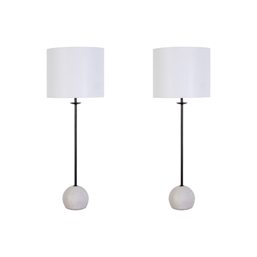 Classy Living Urban Sphere 1Lt Table Lamp/Set of 2, Black/Off White