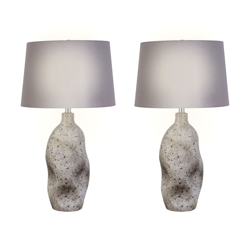 Classy Living haven Elegance 1Lt Table Lamp/Set of 2, Natural/Grey